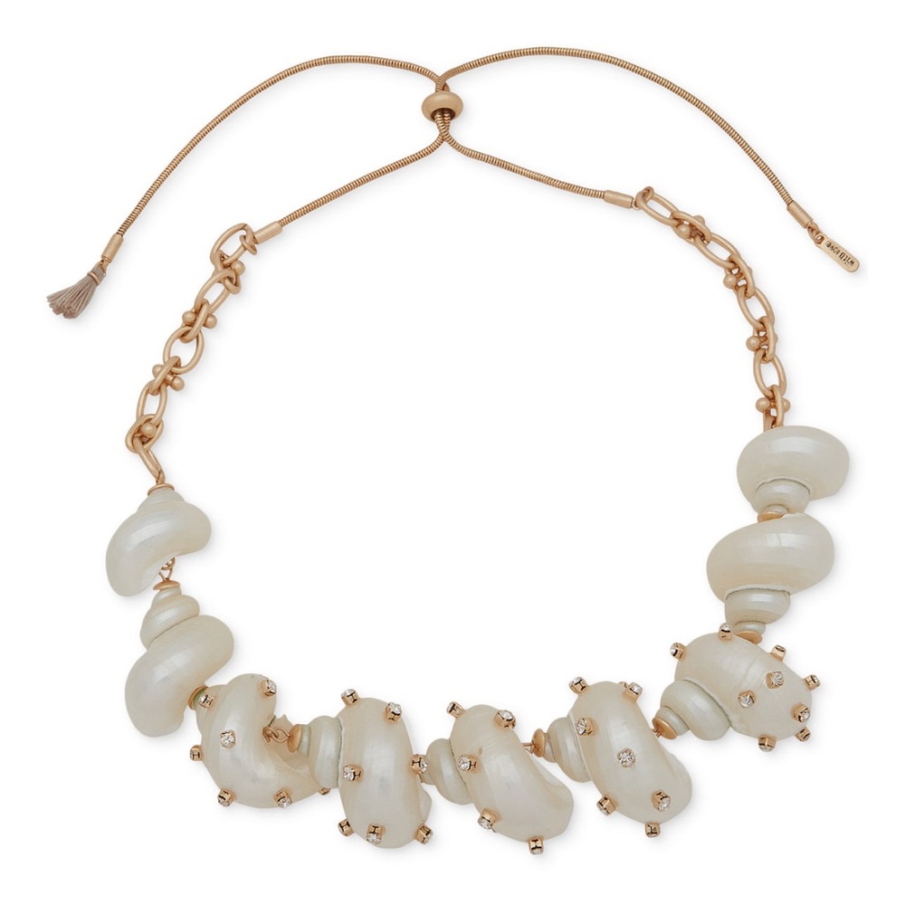 LONNA & LILLY Pave-Accented Shell Adjustable Statement Necklace